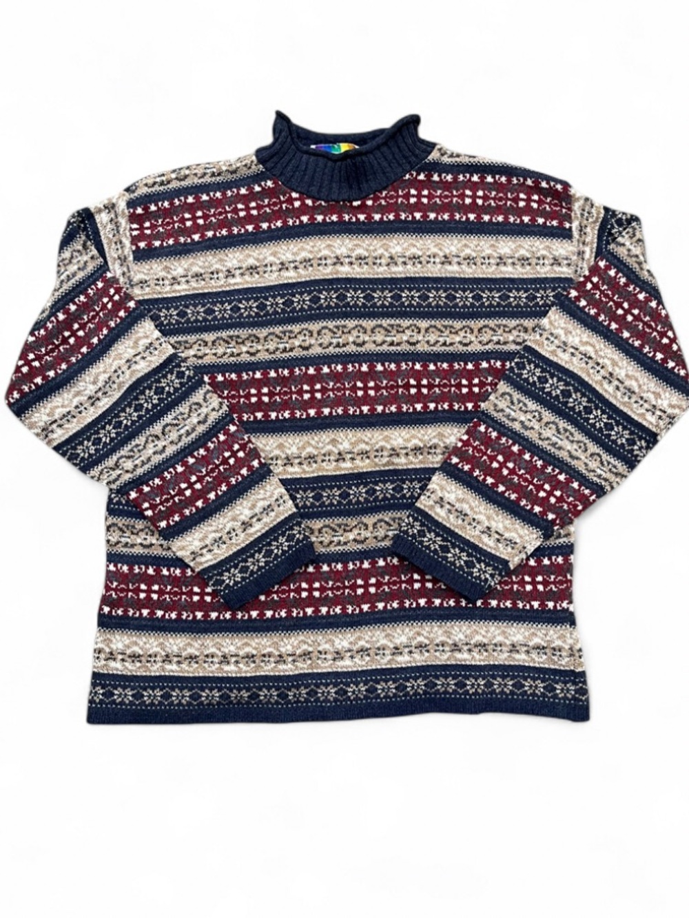 Jacob & Lazers vintage size M Men's Multi-Stripe Fair Isle Crew Sweater